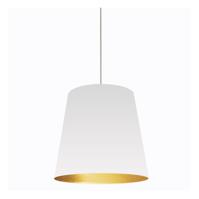 Luminaire suspendu très grand tambour 1 lumière, Blanc sur argent, H 20 po x l 20 po x P 16 po