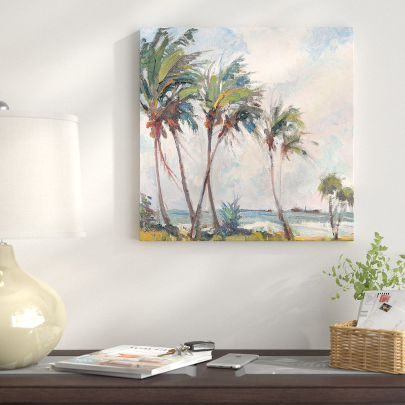 «Six Palms» par Richard A. Rodgers, reproduction sur toile, H 37 po x l 37 po x P 1,5 po, Toile tendue, Pas de tapis