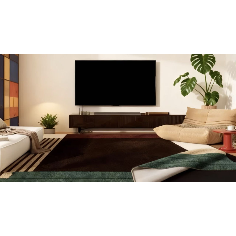 Tapis moderne à blocs de couleurs modernes, tapis géométrique doux antidérapant à faible épaisseur avec bordure rayée, tapis décoratif lavable pour le salon, la chambre à coucher, la salle à manger