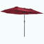 Très grand parasol d'extérieur à double face avec poignée à manivelle et bouches d'aération Outsunny pour terrasse, piscine, marché, vin rouge-920153450-920153467