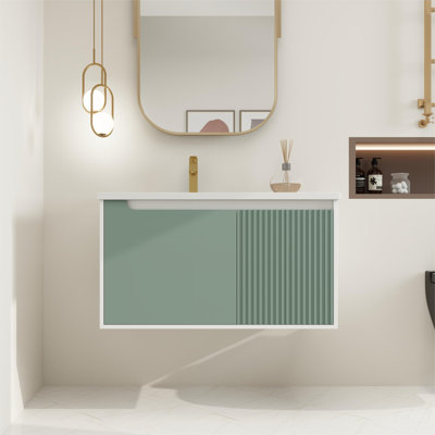 Mekelle 36" Single Floating Bathroom Vanity with Ceramic Sink Top