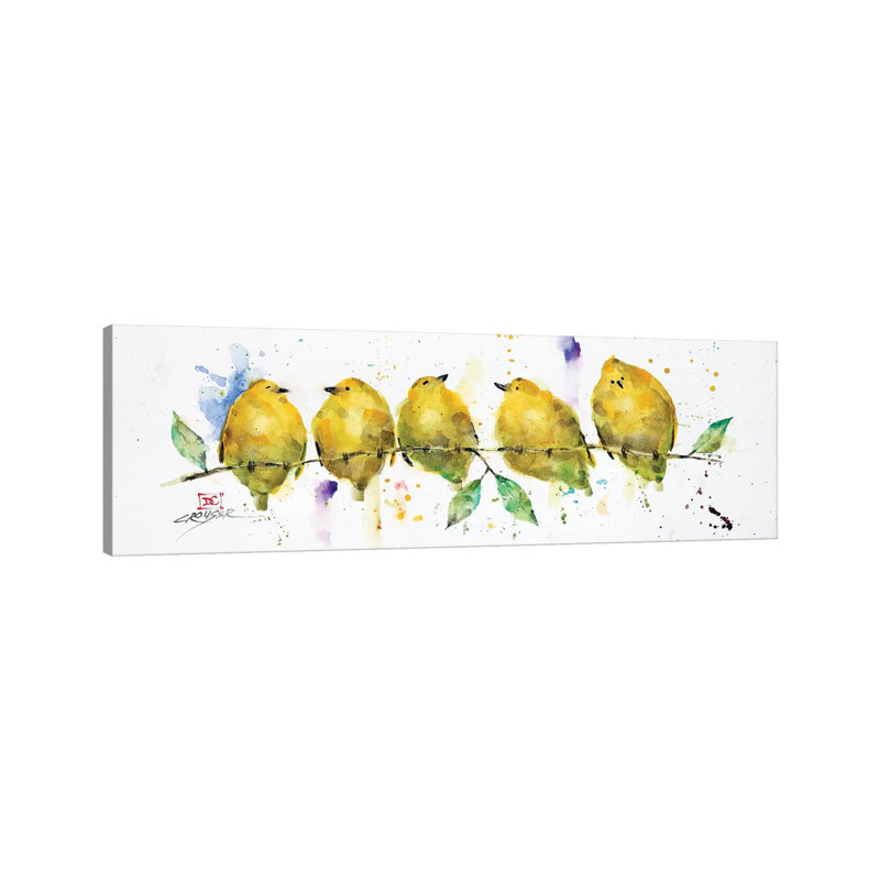Lemon Birds by Dean Crouser - Panoramic Painting on Canvas, 30.48 cm H x 91.44 cm W x 1.91 cm D, No Frame