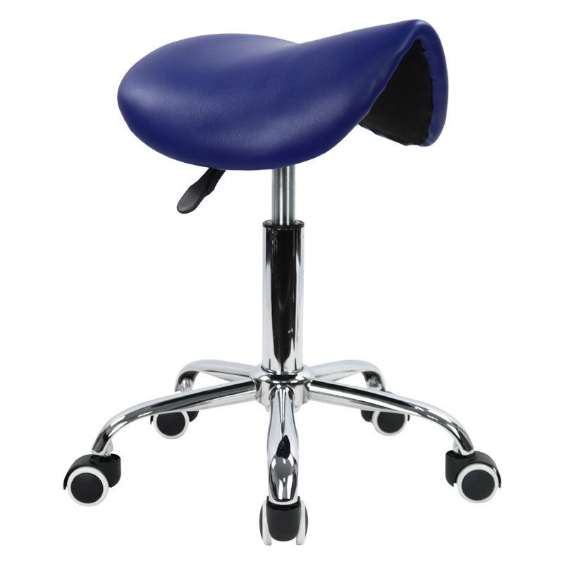 Adjustable Height Ergonomic Lab Stool with Wheels, Blue