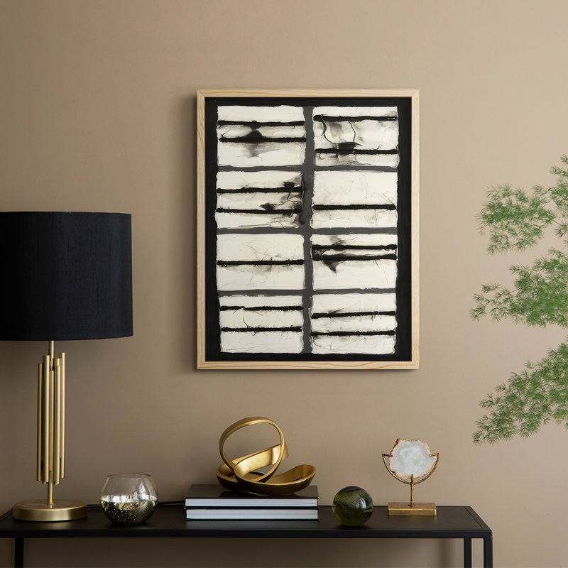 Linear Entropy I Framed Print - Solid Wood, Natural, 21" H x 17" W