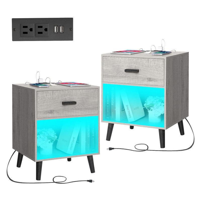 Table de chevet Leilarose, Gris