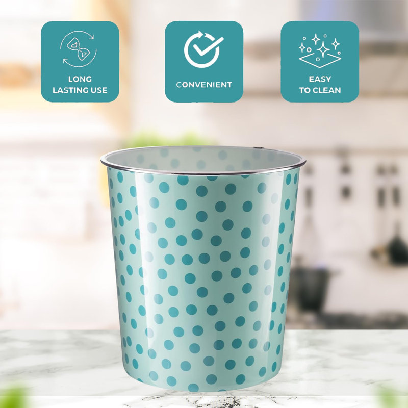 Ophia 7.7 Litre Plastic Waste Paper Basket Bin Pack Of 2 Round Waste Basket Open Trash Can