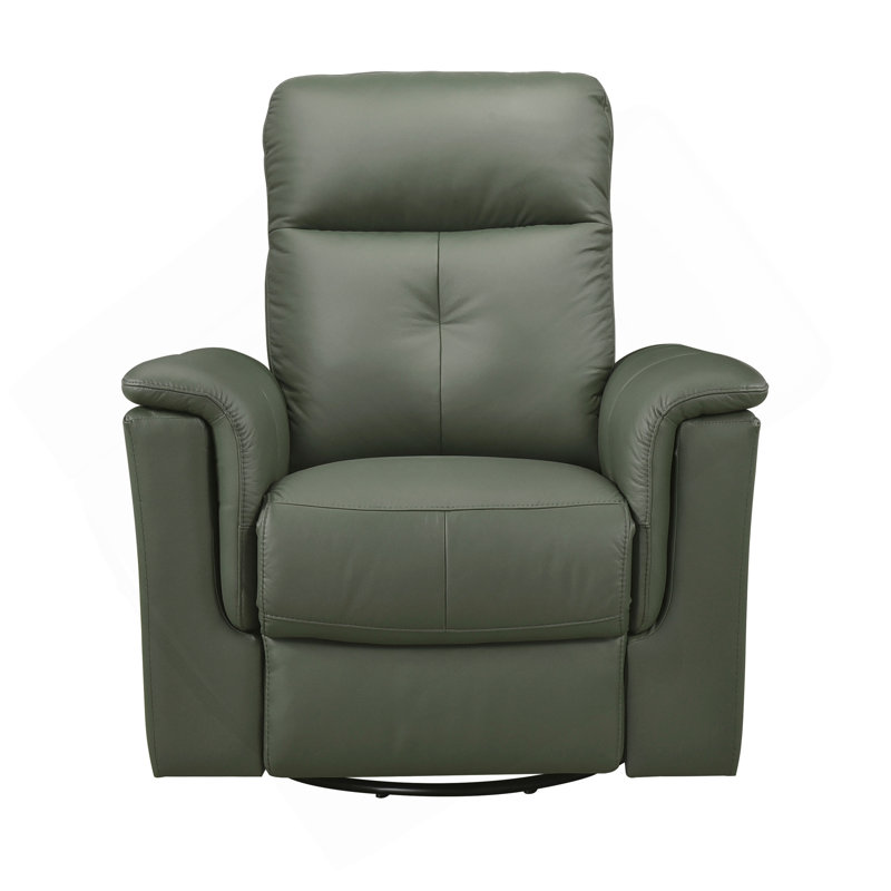 Fauteuil inclinable et pivotant en cuir vert, Cuir vert