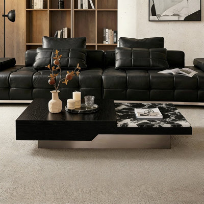 Modern minimalist rectangular marble coffee table