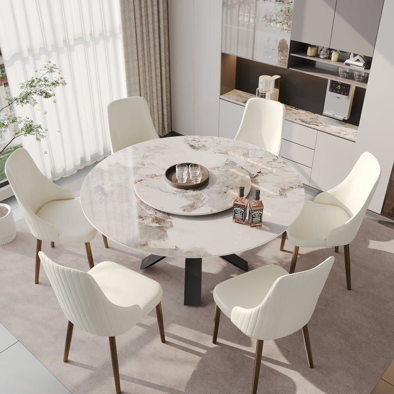 Table de salle à manger Modern Modern, H 29,53 po x L 59,05 po x l 59,05 po, Pandora, Noir, noir, noir, noir