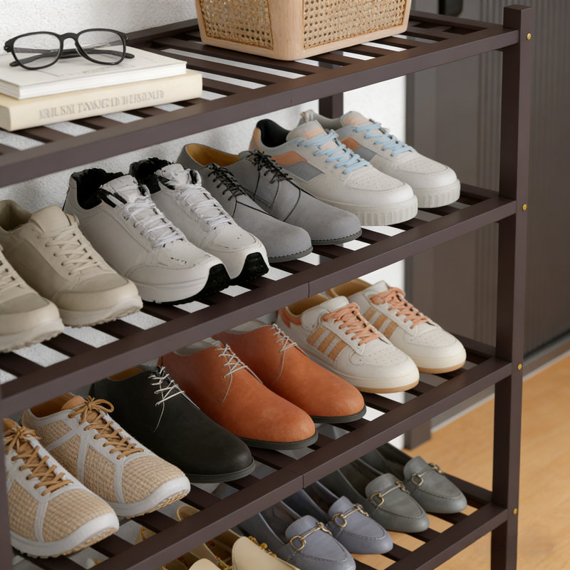 Range-chaussures en bambou, 33,8 po H x 26 po L x 11 po P