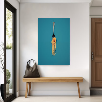 Art mural moderne minimaliste, fourchette à spaghetti minimaliste