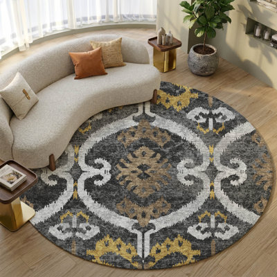 Tapis Villers AMF2614 Ikat de qualité supérieure, lavable à la machine