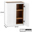 Armoire en bois massif blanc à 2 portes avec 2 tablettes de rangement réglables pour la salle de bain et la buanderie