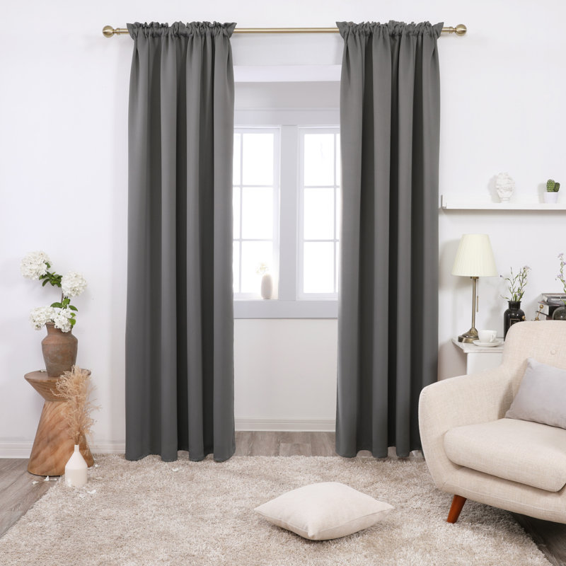 Blackout Rod Pocket Thermal Insulated Curtains (Set of 2), 52" W x 24" L, Light Gray