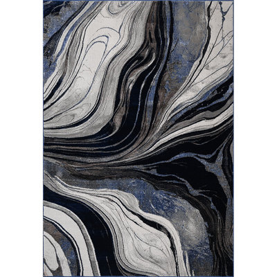 Modern Abstract Marble Area Rug – 100% Polyester Living Room Carpet, Antistatic, Soil & Water Repellent, Colourfast Indoor Rug
