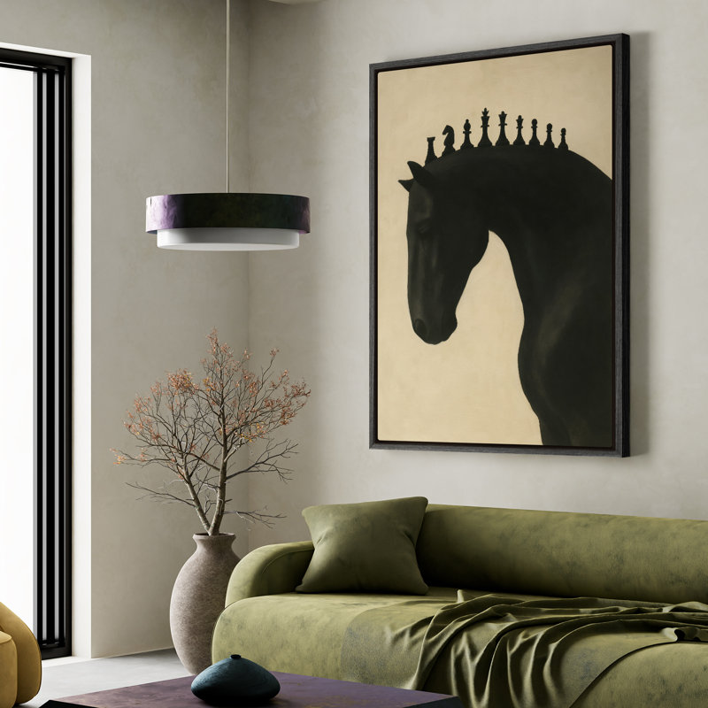Art mural encadré, impressions murales abstraites rétro pour chambre à coucher - 24 po x 36 po, H 36 po x l 24 po, Noir