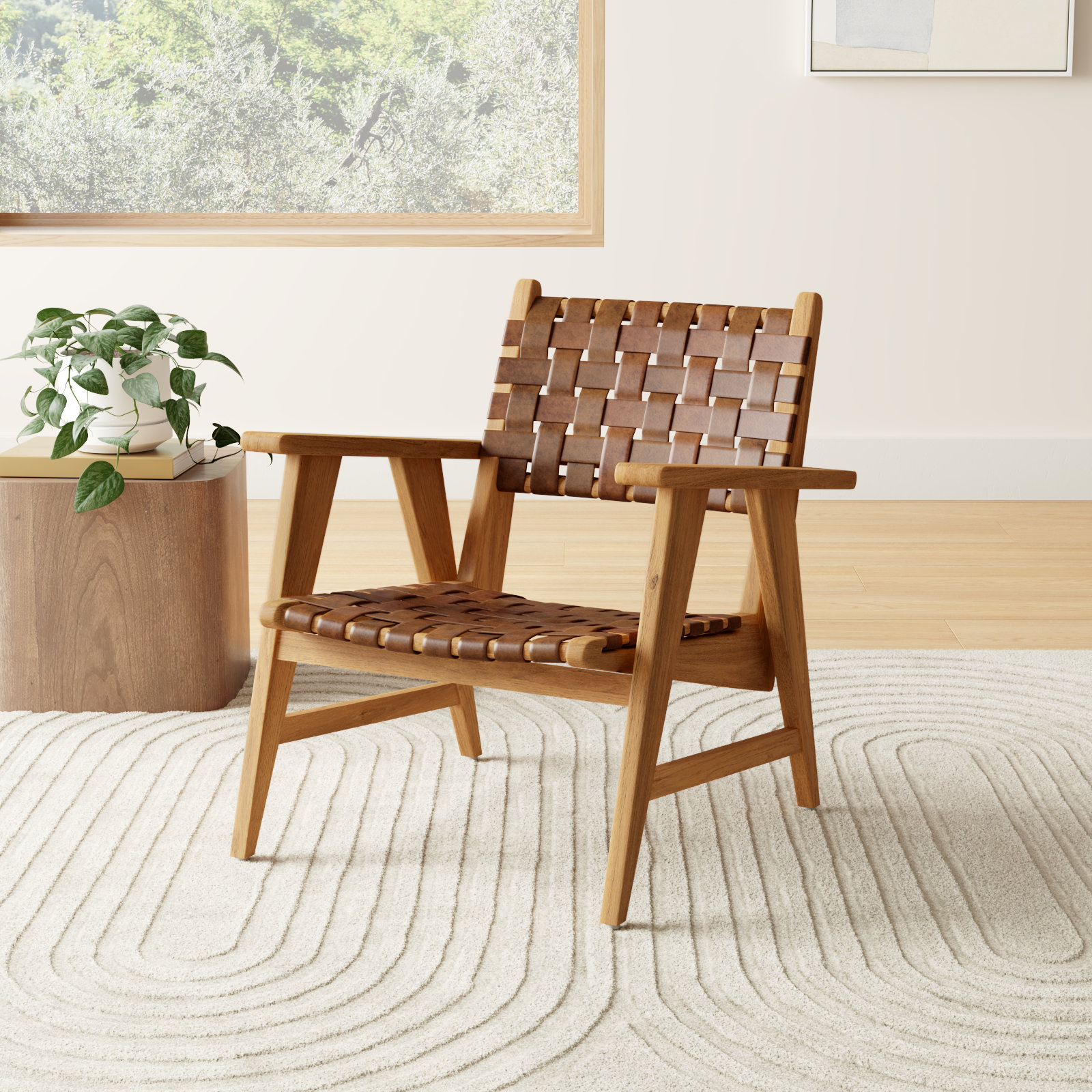 Sutri Leather Woven Chair