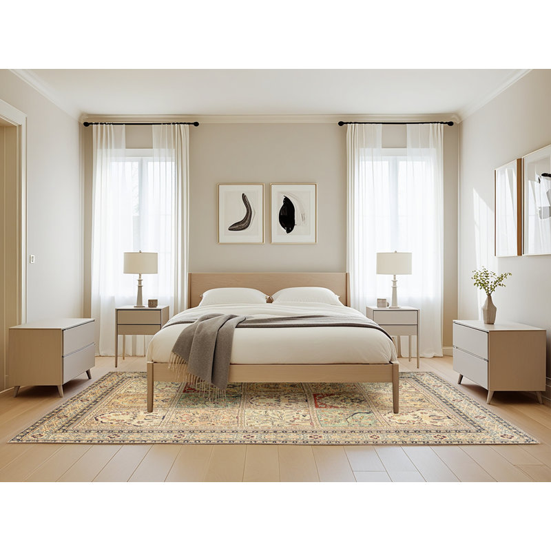 Tapis beige Southwestern, Rectangle de 5 pi x 8 pi