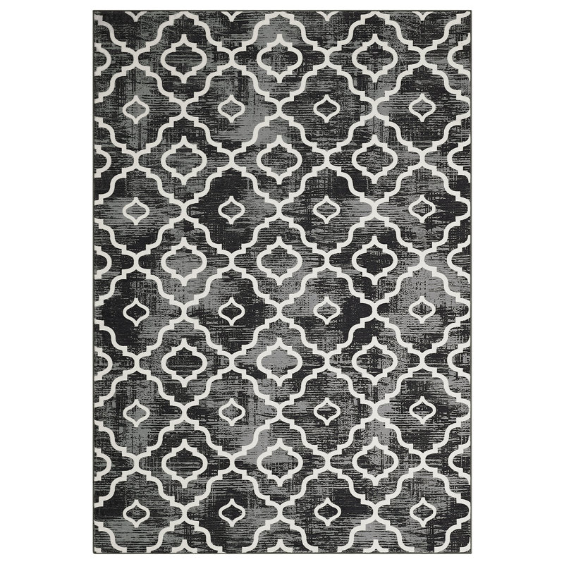 Geometric Machine Washable Rug with Rubber Backing for Living Room Moroccan Non-Slip Dining Room Rug Easy-Cleaning Floor Carpet for Bedroom Office Playroom