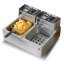 Friteuse professionnelle, double cuve 3000 W avec panier, 2 x 9,1 Qt/8,6 L en acier inoxydable, avec contrôle de la température et protection contre la surchauffe.