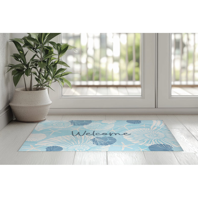 Starfish Welcome Indoor Doormat, Blue, 48" W x 72" L