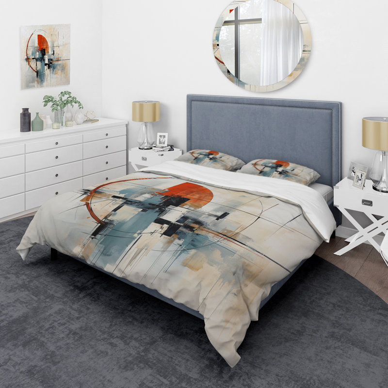 Ensemble de housse de couette en microfibre / polyester coloré Mid Century Abstract Elegance II