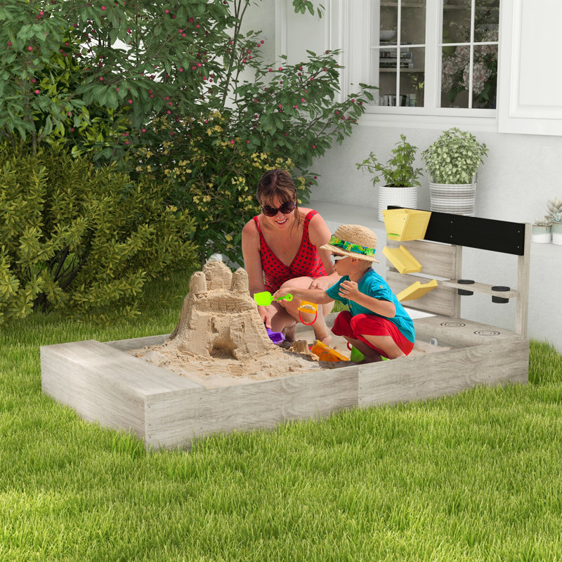 Outsunny 31.5'' x 23.6'' Solid Wood Rectangle Sandbox