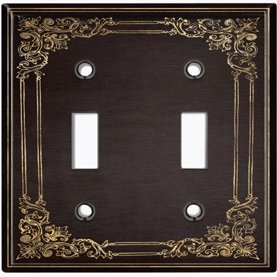 French Victorian Frame Black 10 2 - Gang Toggle Light Switch Standard Wall Plate