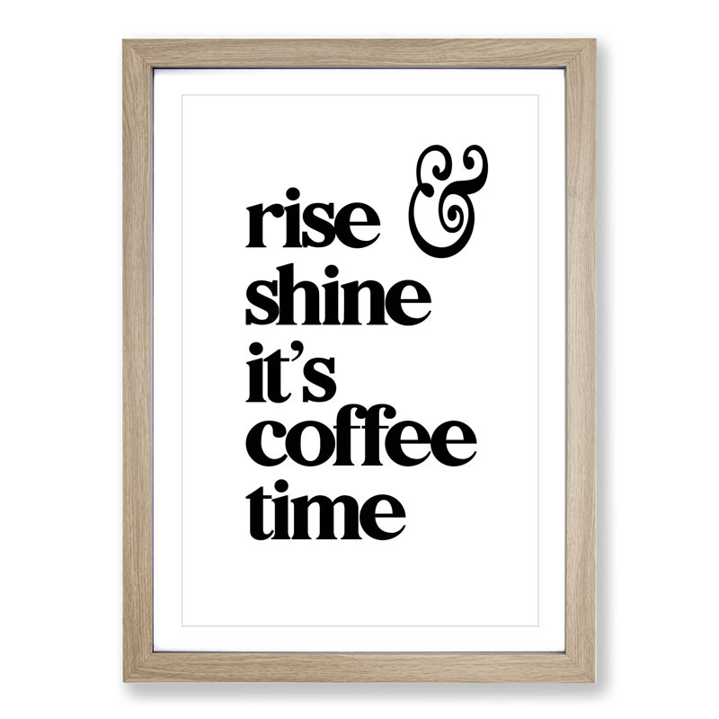 Coffee Time - Picture Frame Typography, 90cm H x 65cm W x 2cm D, Oak