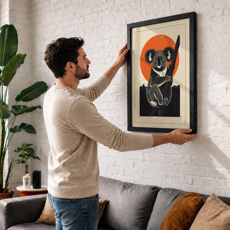 Bold Koala Geometric - Framed Print, Unframed, A4 - 29.7 x 21.0 cm