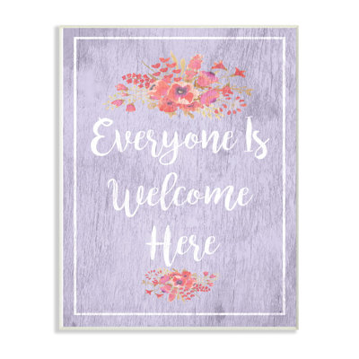 « everyone is welcome purple floral », impression