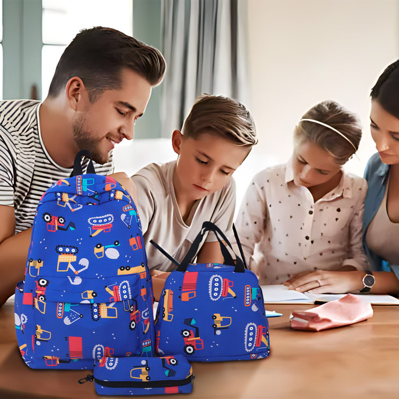 Trousse à crayons avec sac à dos et sac à bandoulière, E