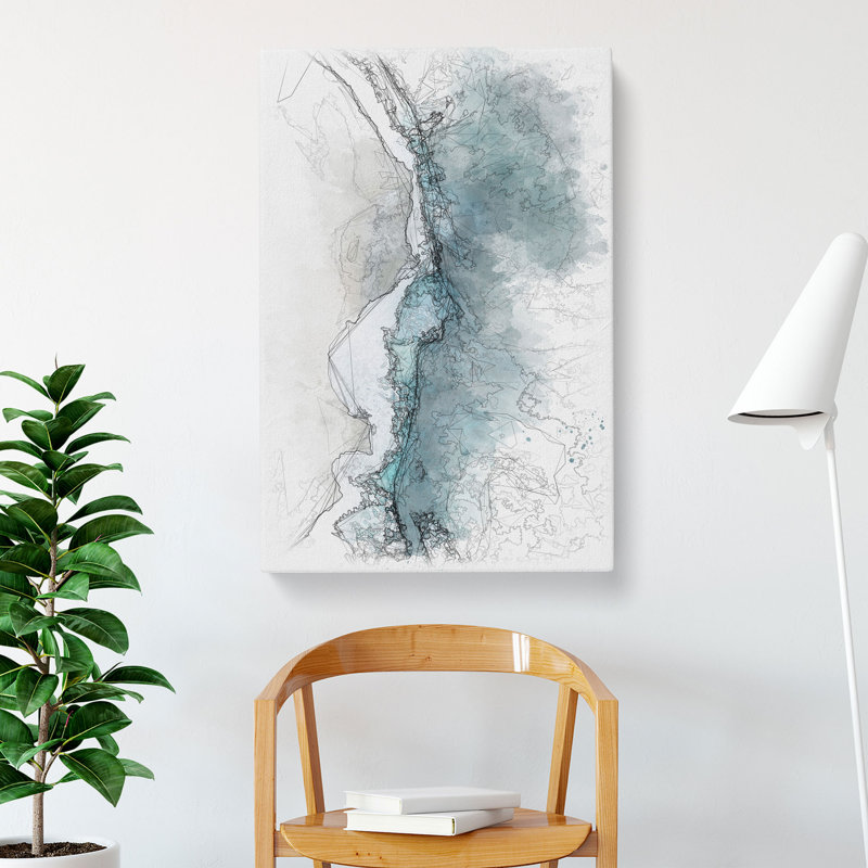 Ocean Kissing the Beach - Wrapped Canvas Drawing - Wrapped Canvas, 50cm H x 35cm W x 3cm D