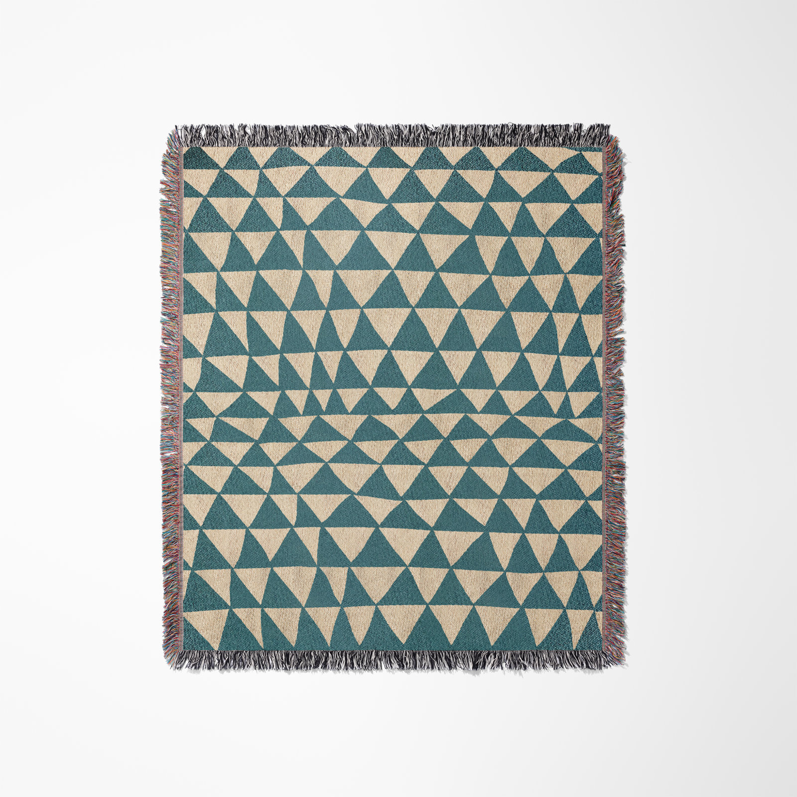 Kelia Cotton Throw Blanket, 52 x 37" – Throw, Teal/Beige