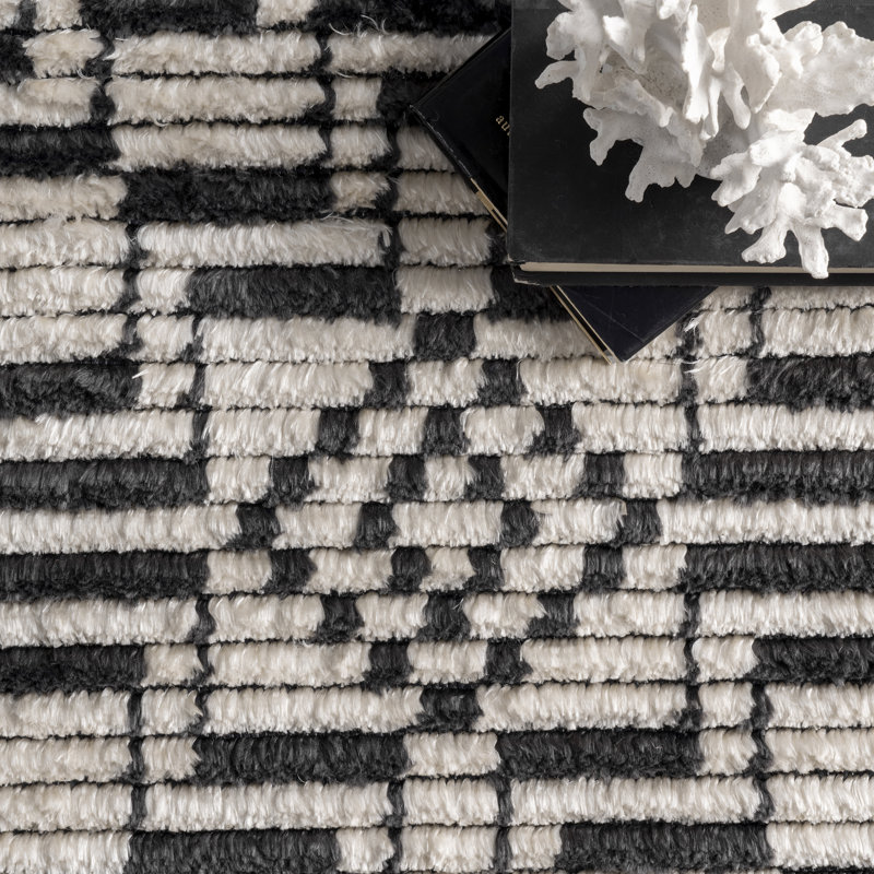 Tapis beige / noir à motif géométrique Jowan, Rectangle 3 pi x 5 pi