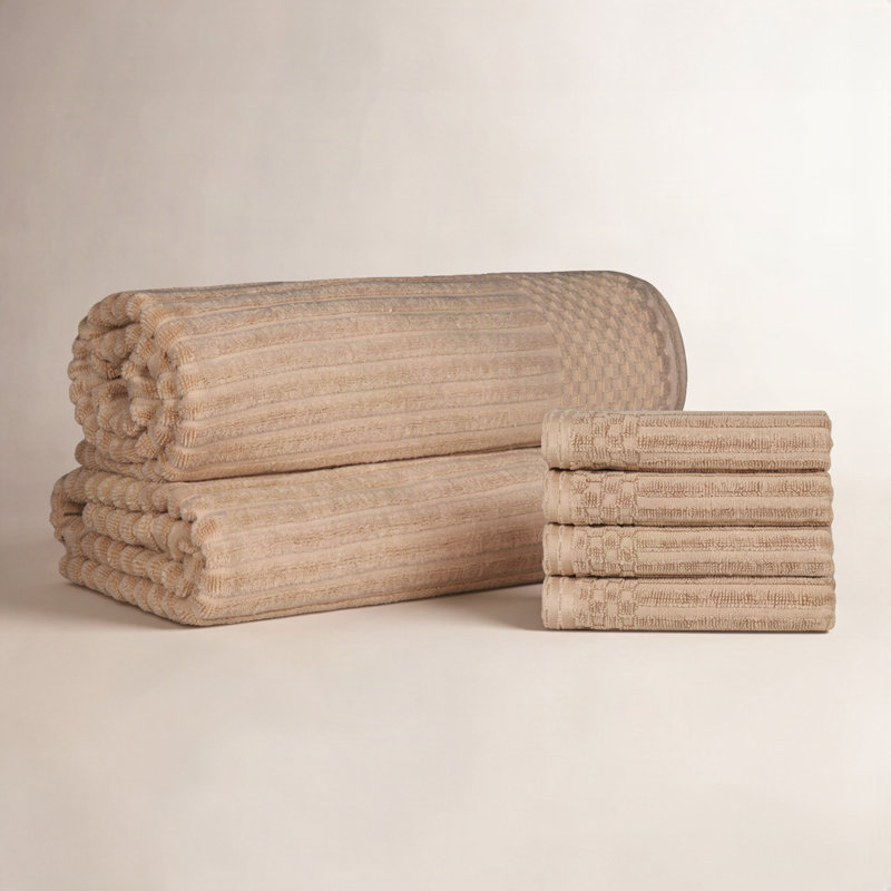 Ensemble de 4 serviettes de bain Keshayla, Marron clair