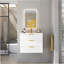 Armoire murale suspendue 24 po avec tiroir double, petit lavabo de salle de bain rectangulaire flottant avec trou de robinet simple et trop-plein, armoire de salle de bain moderne avec lavabo en céramique-516575935