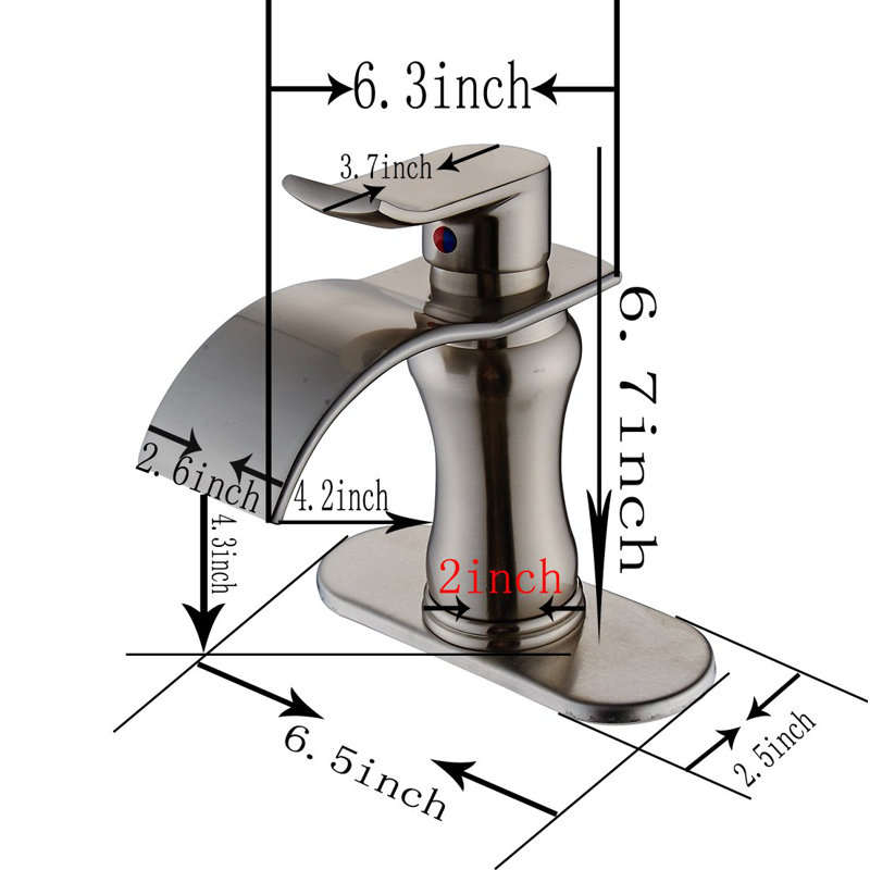 Waterfall Single Hole Single-Handle Low-Arc Bathroom Faucet, Brushed Nickel
