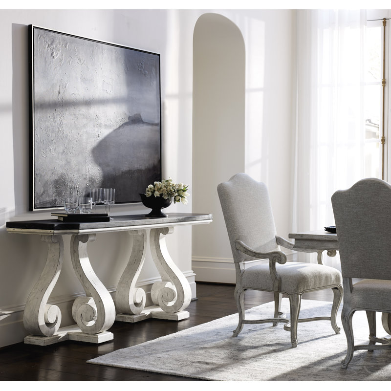 Mirabelle French Country 80'' Black and Off-White Console Table with Storage