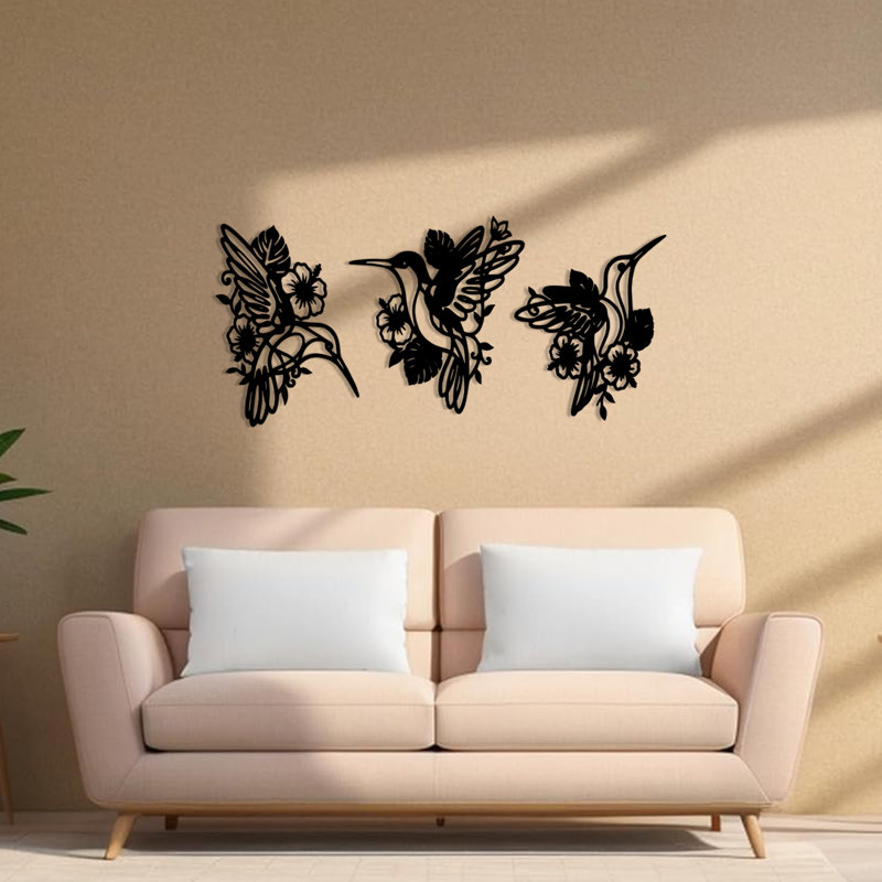 Art mural Humming Bloom, H 24 po, Noir