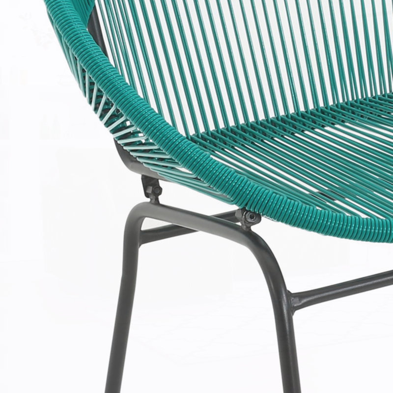 Outdoor Side Chair(Set of 2), Teal/Black