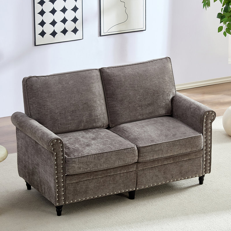 Canapé à 2 places avec coussins détachables Chenille Rivet Decor