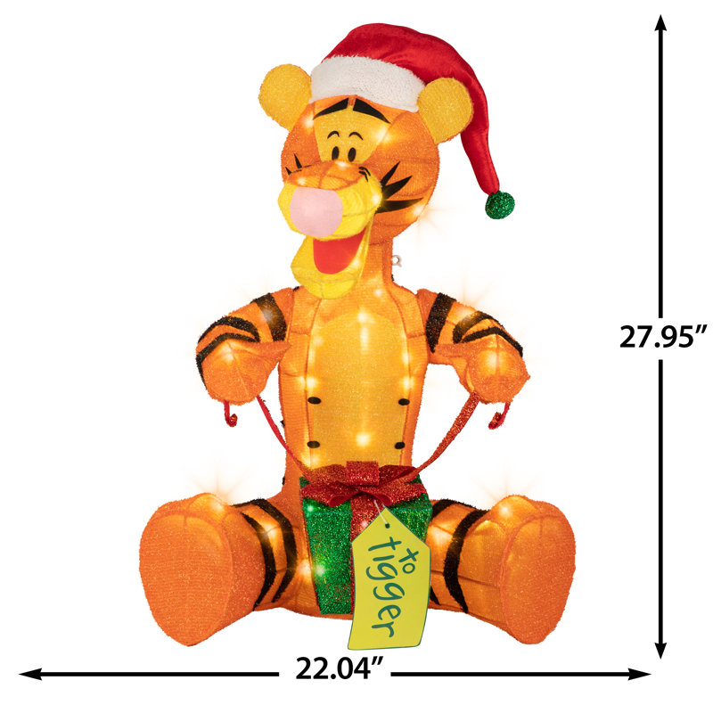 Sculpture de Noël en forme de guirlande lumineuse 3D - Tigrou avec cadeau - 28 po - Disney