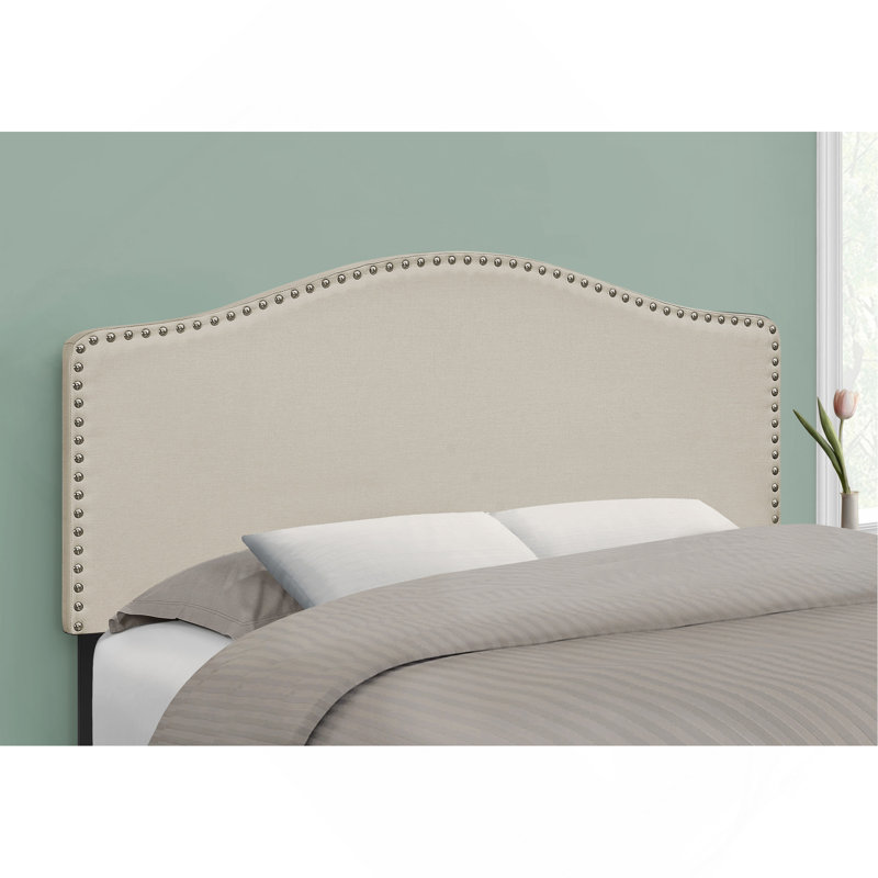 Bed, Headboard Only, Full Size, Bedroom, Upholstered, Beige Linen Look, Transitional, Beige