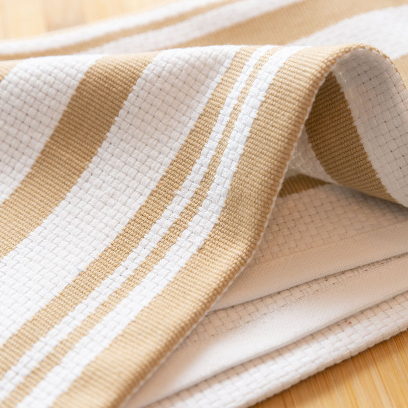 Broadway Cotton Stripe Jacquard Tea Towel Kitchen Towel, Khaki