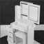 Petite coiffeuse 29,2 po avec tabouret de chevet gauche + tabouret rembourré, 2 blocs d'alimentation CA + 2 ports USB, support pour séchoir à cheveux, très grand miroir à DEL coulissant à commande tactile, changement de luminosité tricolore, réglage de la luminosité-641410170