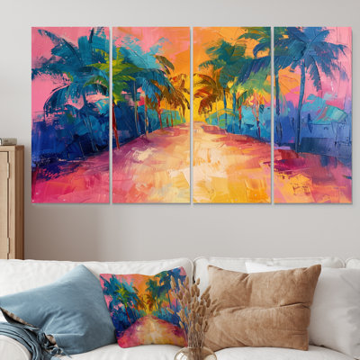 Green Yellow Palm Trees Tropical Oasis III - Palms & Palm Trees Wall Decor Set