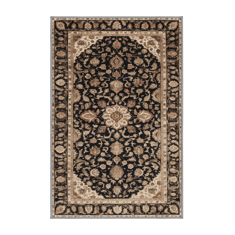 Machine Washable Persian Gray Area Rug, Rectangle 7' x 10'