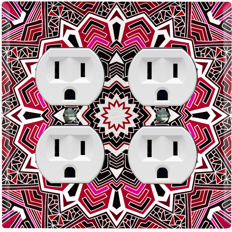 Plaque murale 2 prises doubles, Rose rouge