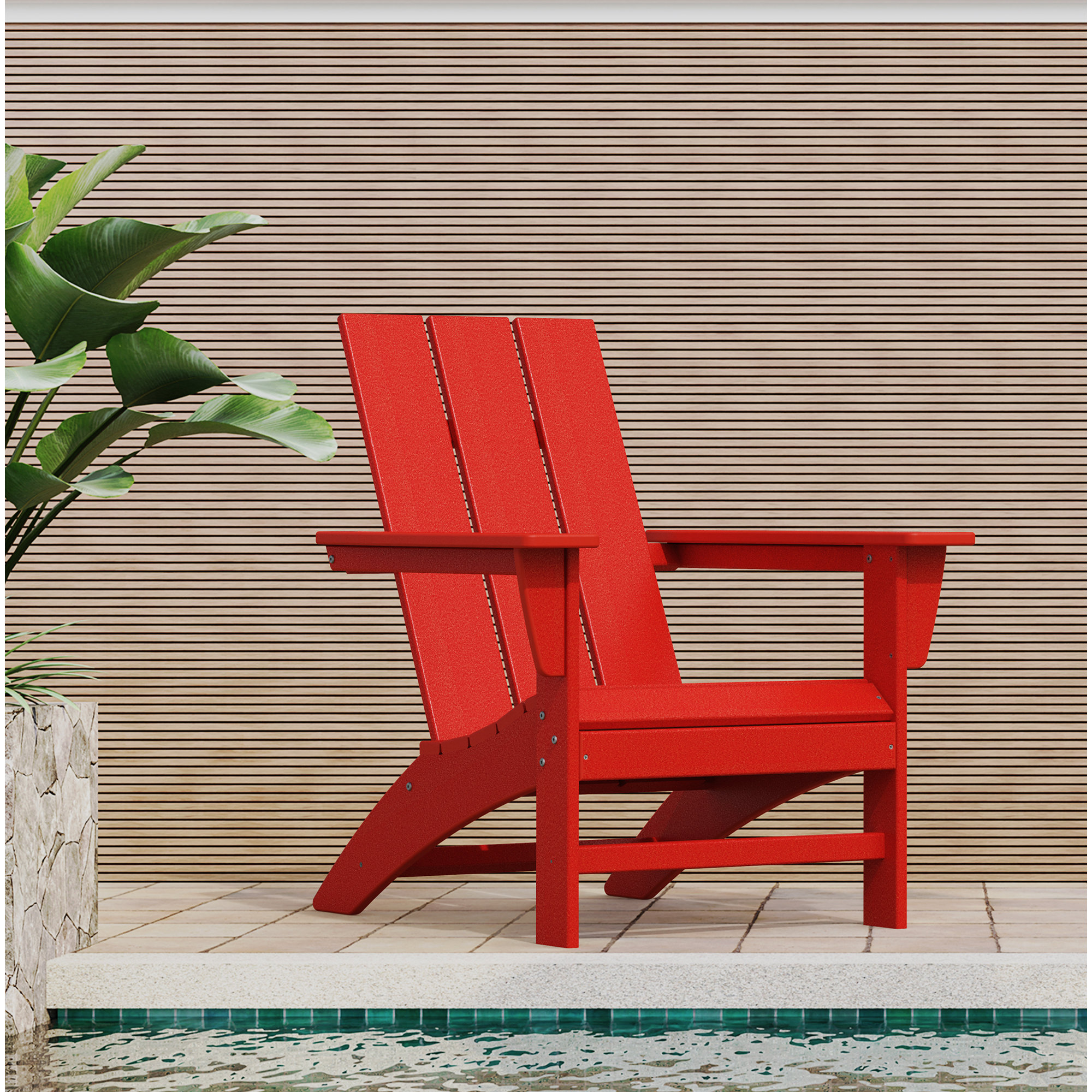 POLYWOOD Modern Adirondack Chair, Sunset Red